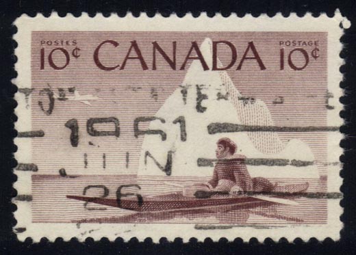 Canada #351 Eskimo and Kayak; Used