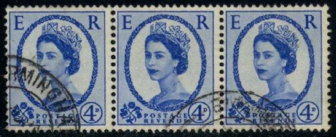 Great Britain #359 Queen Elizabeth II Strip of 3; Used