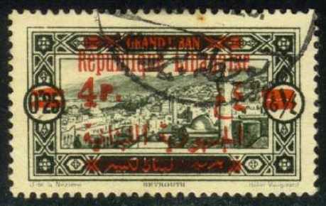 Lebanon #104 View of Beirut - Surcharged; Used