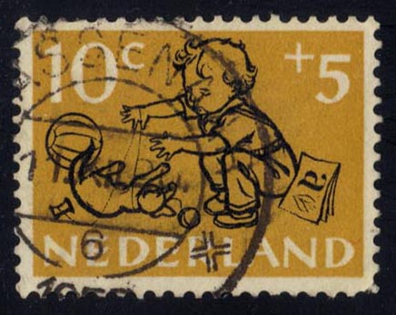 Netherlands #B246 Boy and Kitten; Used
