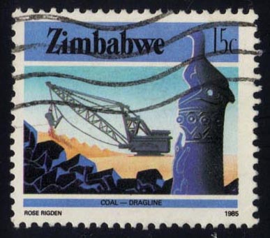 Zimbabwe #501a Coal Mining perf variety; Used