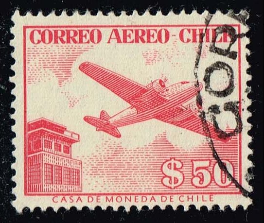 Chile #C186 Douglas DC-2 and Control Tower; Used