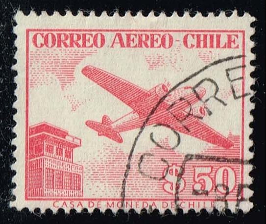 Chile #C186 Douglas DC-2 and Control Tower; Used