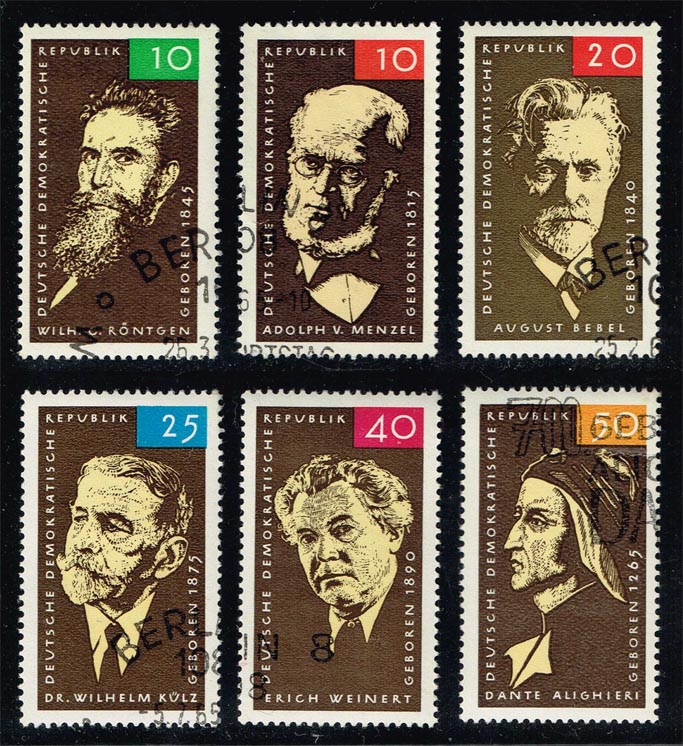 Germany DDR #753-755 Famous Men Set of 6; CTO