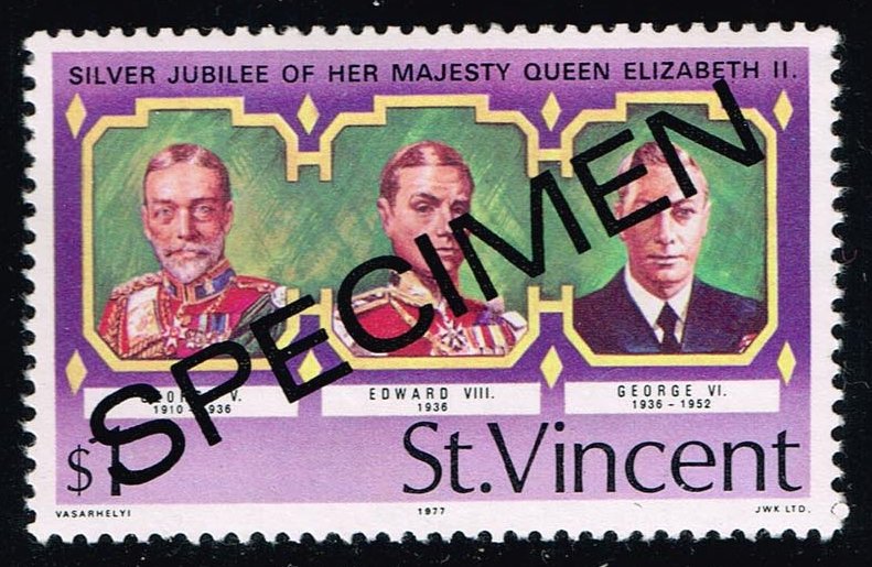 St. Vincent #493 English Monarchs; MNH SPECIMEN Overprint