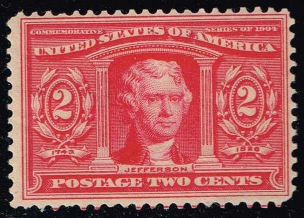 US #324 Thomas Jefferson; MNH with Fault