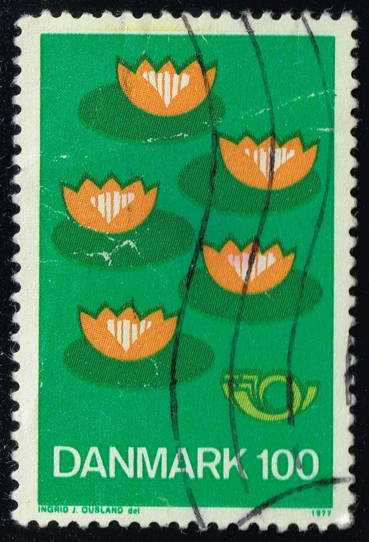 Denmark #597 Five Water Lillies; Used