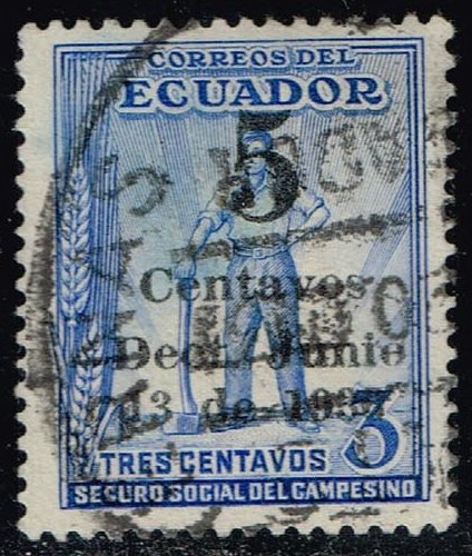 Ecuador #RA36 Worker - Surcharged; Used