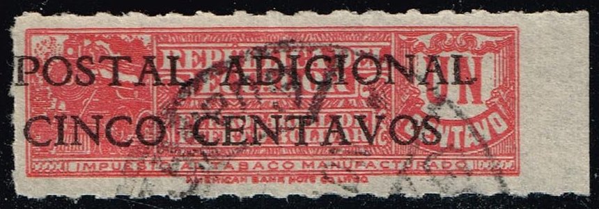 Ecuador #RA44 Overprint on Tobacco Stamp; Used