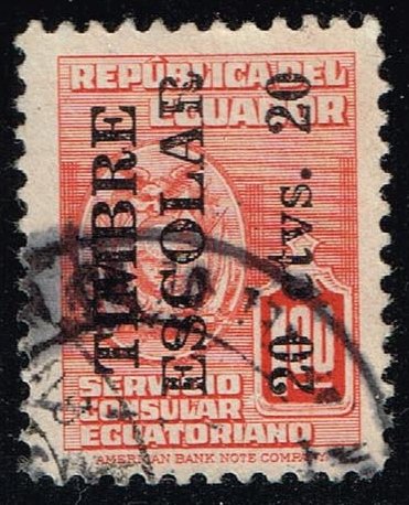 Ecuador #RA60 Surcharged Consular Service Stamp; Used