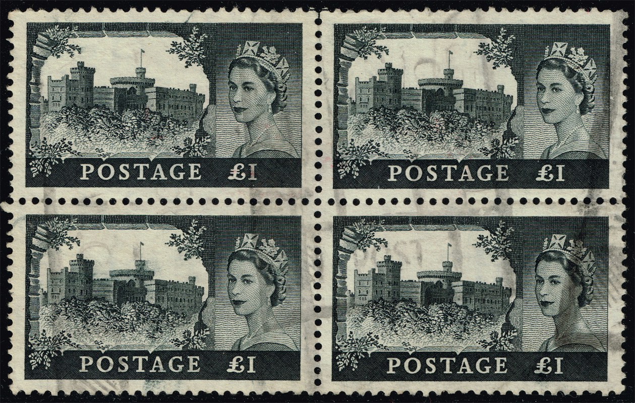 Great Britain #312 Windsor Castle Block of 4; Used