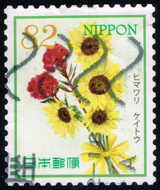 Japan #4282d Sunflowers and Cockscombs; Used