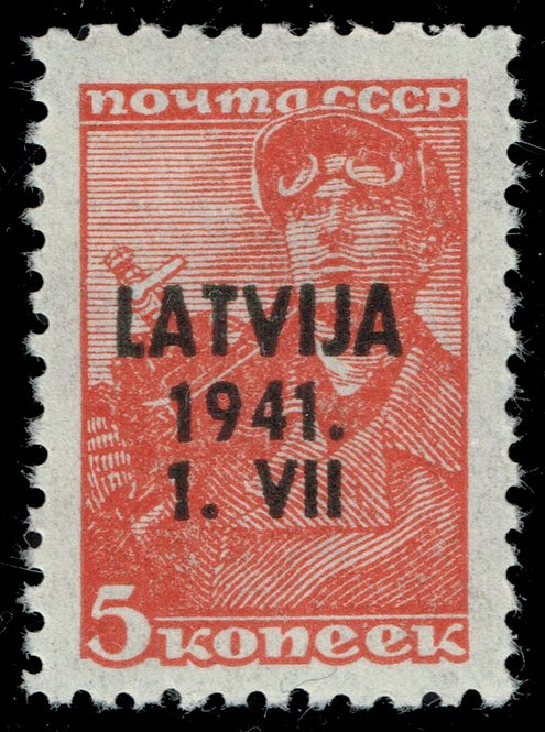 Latvia #1N14 Worker- Overprinted; MNH