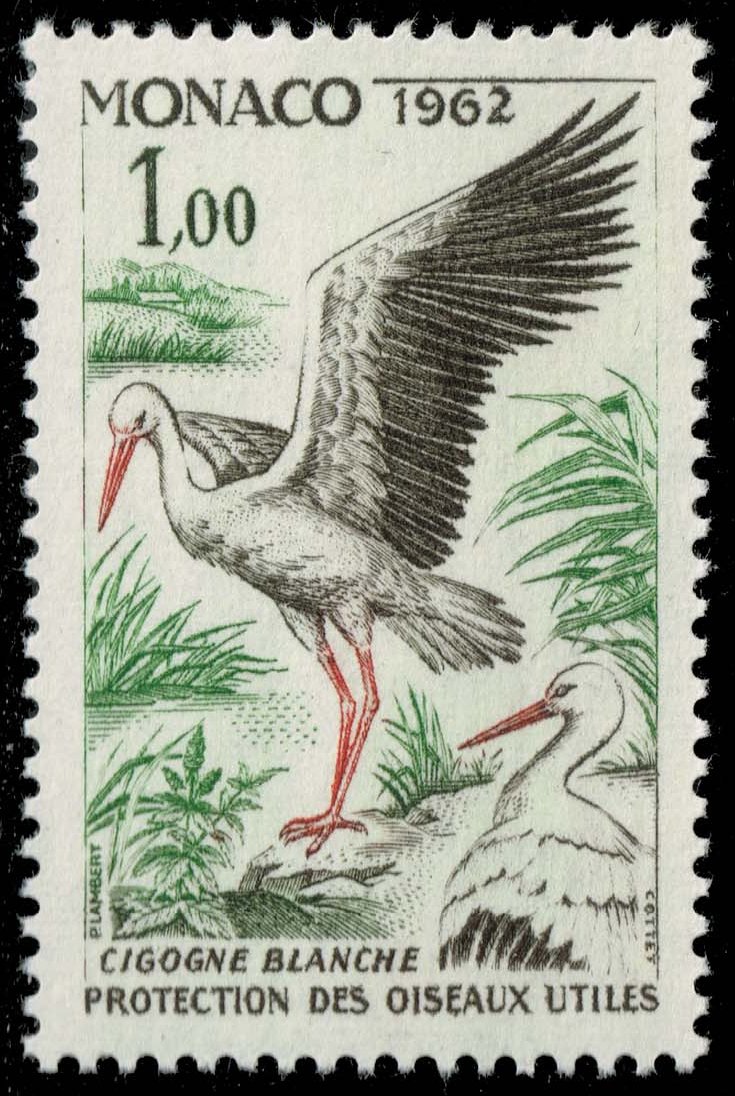 Monaco #520 White Storks; Unused