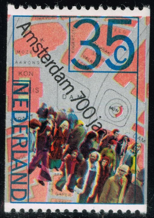 Netherlands #527 People and Map of Dam Square; MNH