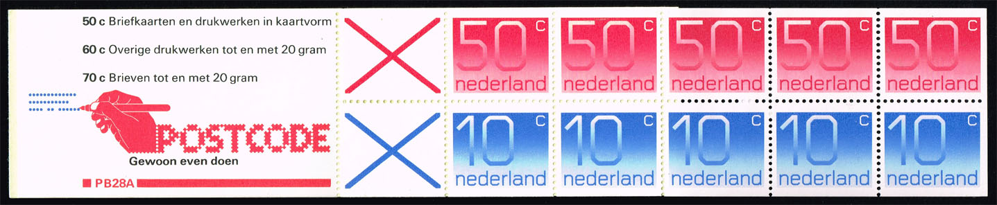 Netherlands #541a Numeral Complete Bklt Pane of 10; MNH