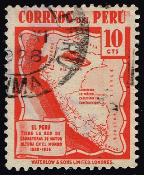 Peru #377 Highway Map of Peru; Used