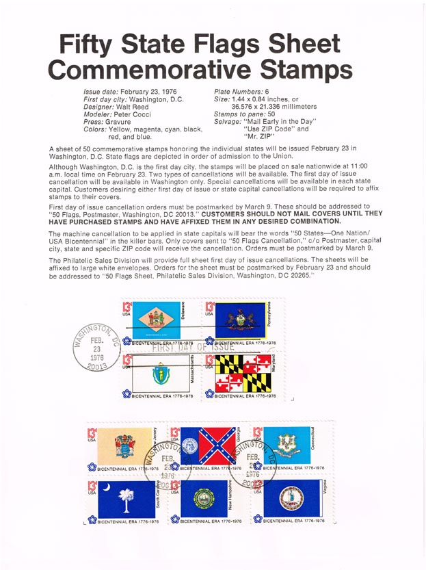 US #SP405 (1633-1642) State Flags USPS Souvenir Page