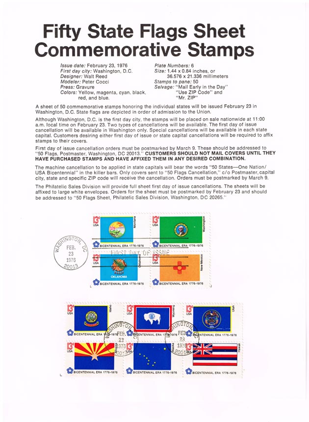 US #SP409 (1673-1682) State Flags USPS Souvenir Page