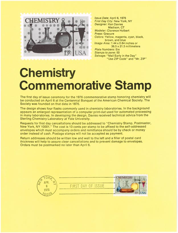 US #SP412 (1685) Chemistry USPS Souvenir Page