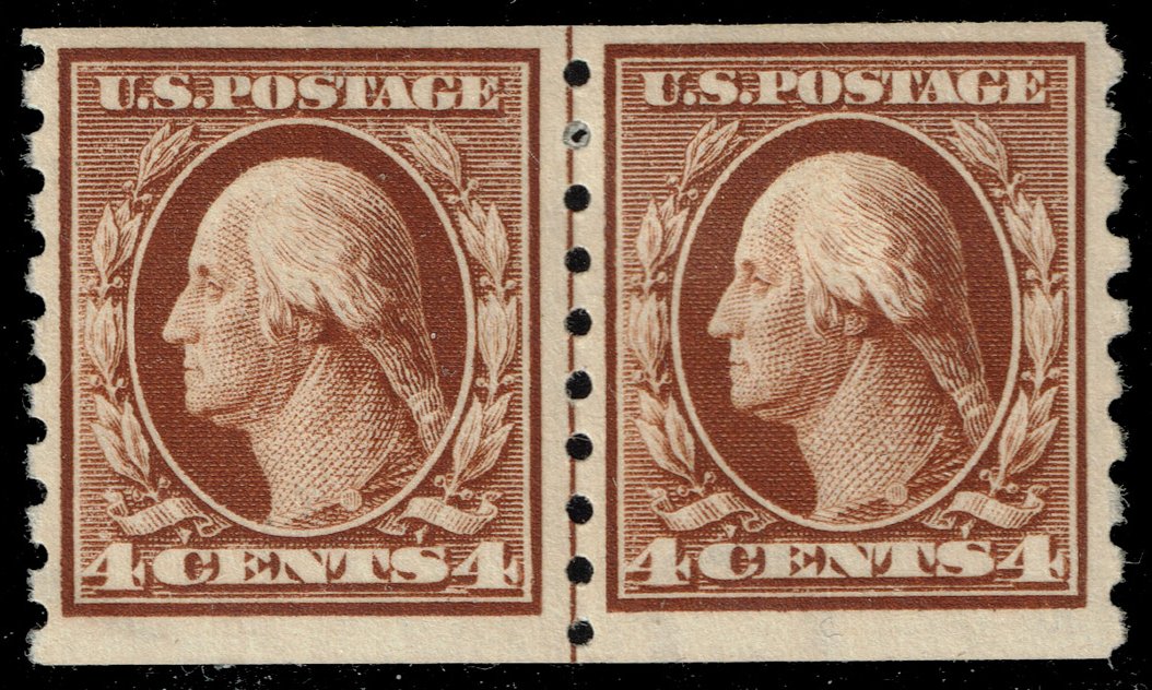 US #395 George Washington Guide Line Pair; Unused