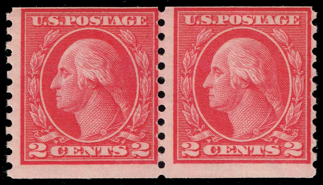 US #455 George Washington Coil Pair - Type III; MNH
