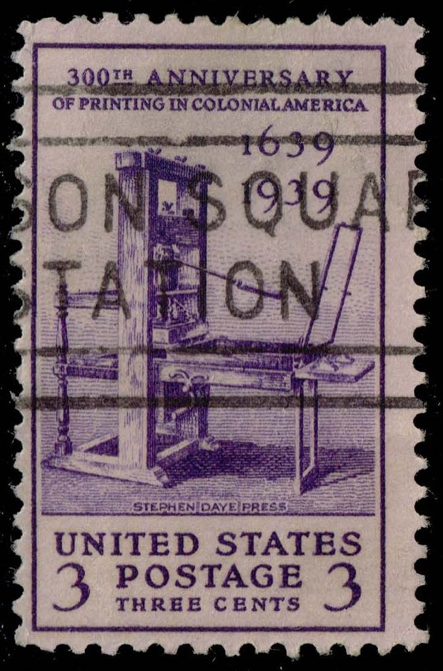 US #857 Printing Tercentenary; Used
