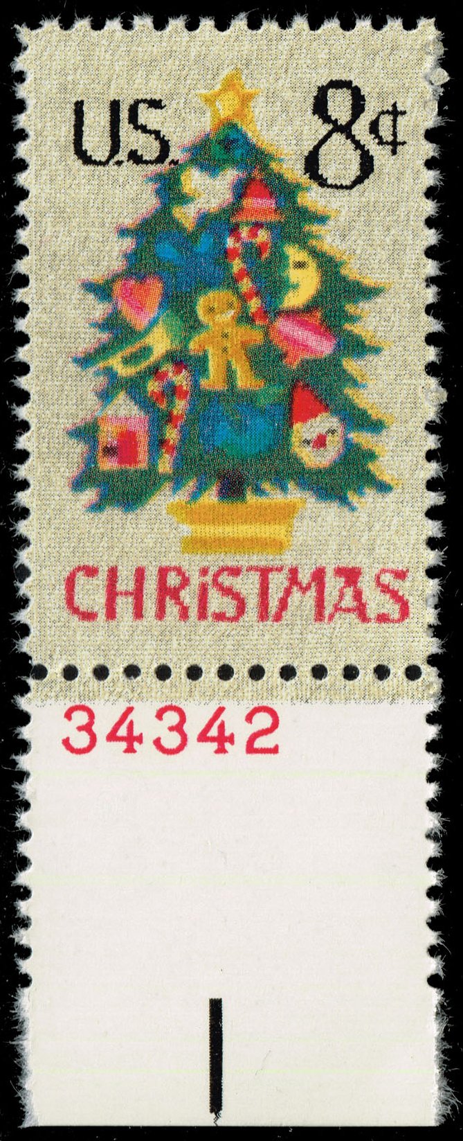 US #1508 Christmas Tree in Needlepoint P# Single; MNH