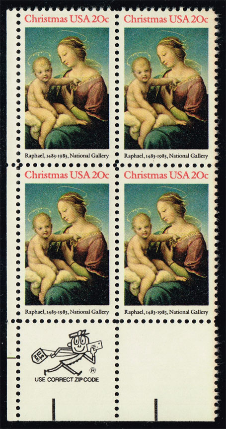 US #2063 Madonna and Child Zip Block of 4; MNH