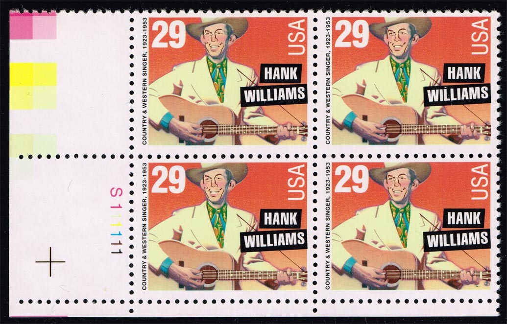 US #2723 Hank Williams P# Block of 4; MNH