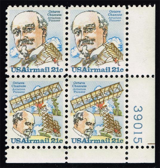 US #C94a Octave Chanute P# Block of 4; MNH