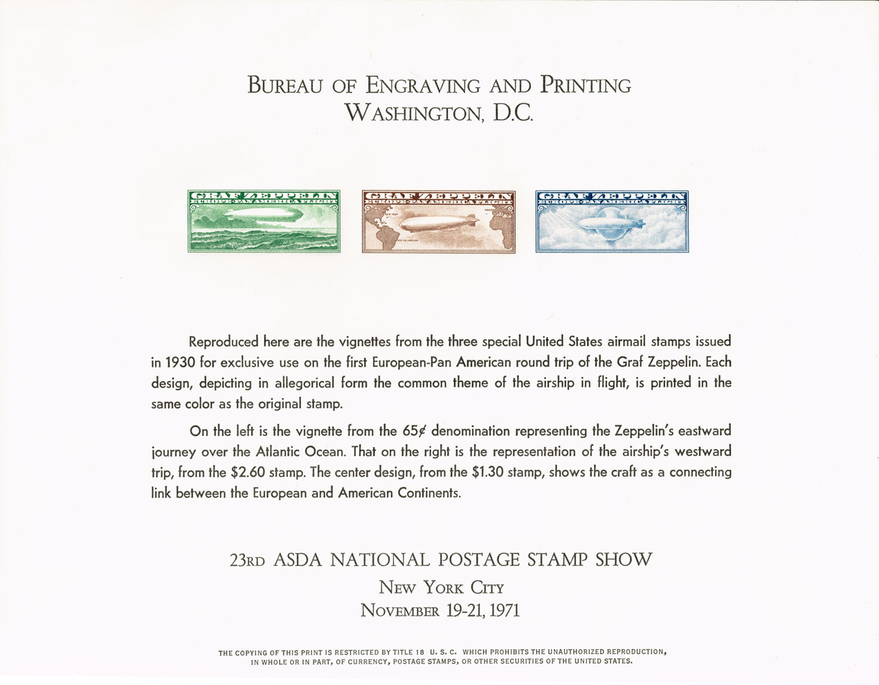 US #SC16 ASDA Nat'l Postage Stamp Show Souvenir Card