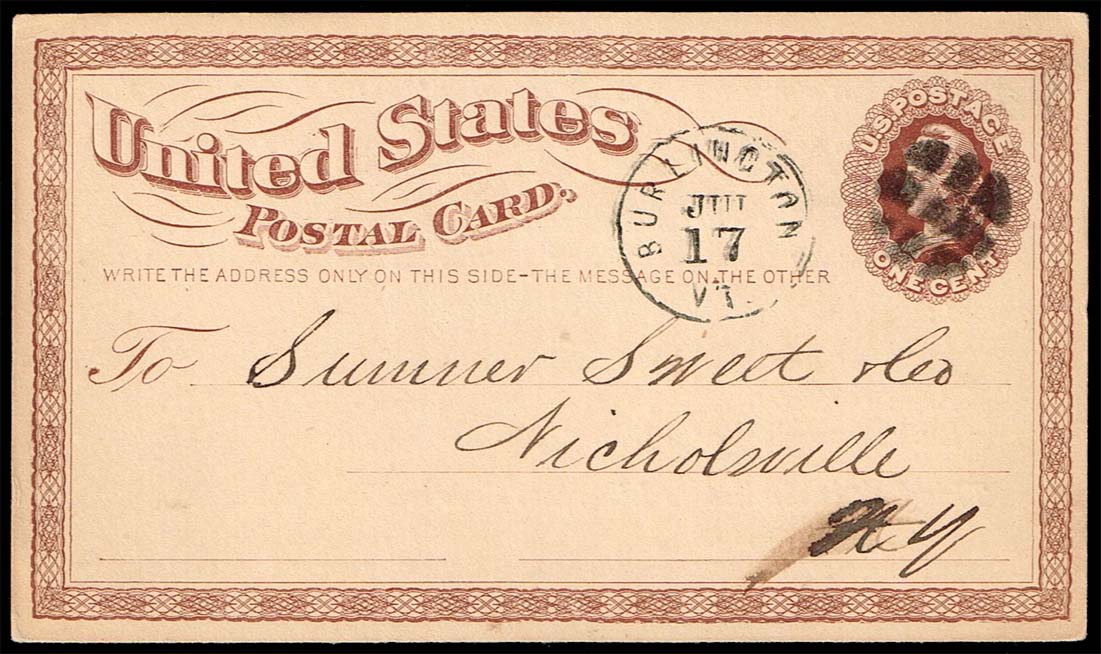 US #UX3 E.W. Peck & Co. Salt (Burlington) Postal Card; Used