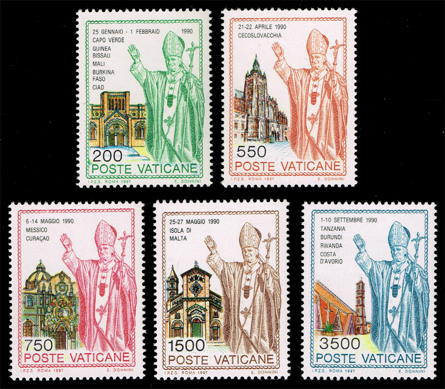 Vatican City #890-894 Journeys of John Paul II Set of 5; MNH