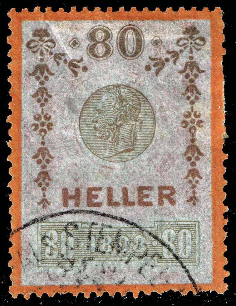 Austria 1898 series 80h Franz Joseph Revenue; Used