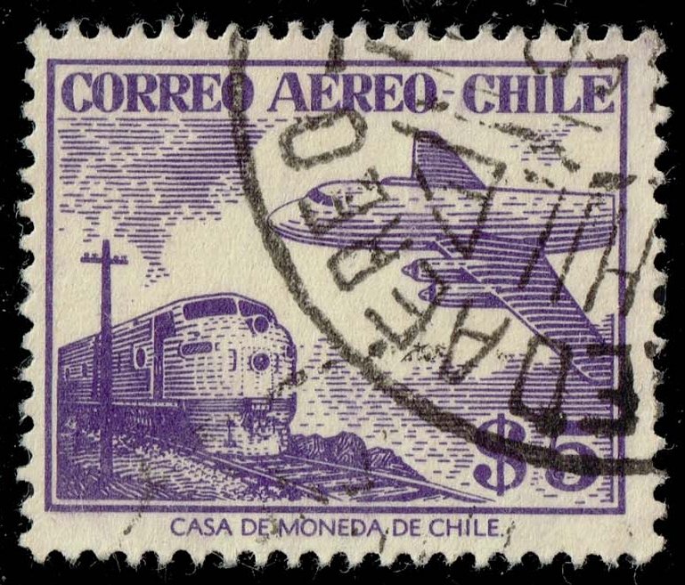 Chile #C183 Diesel Locomotive and Douglas DC-6B; Used