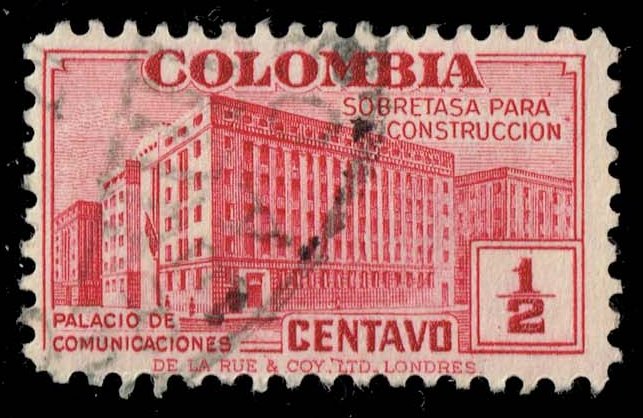 Colombia #RA9 Postal Tax for Communications Bldg; Used