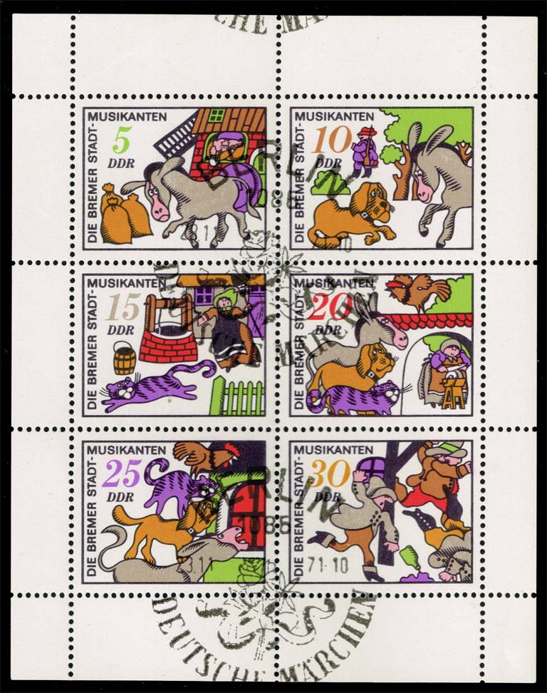 Germany DDR #1344a Fairy Tale Sheet of 6; CTO