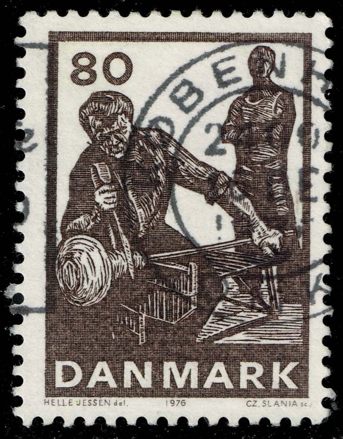 Denmark #594 Glass Blower Removing from Pipe; Used