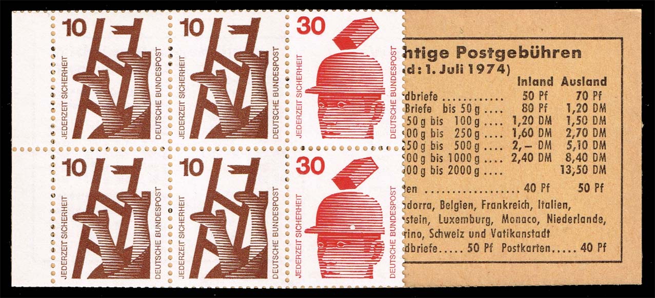 Germany #1075a Accident Prevention Booklet Pane; MNH