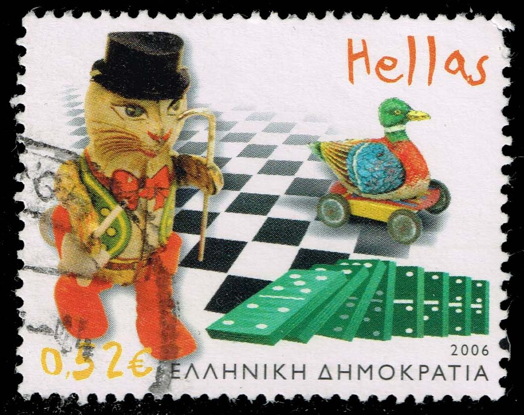 Greece #2286 Roller Duck; Dominoes; Cat in Boots; Used