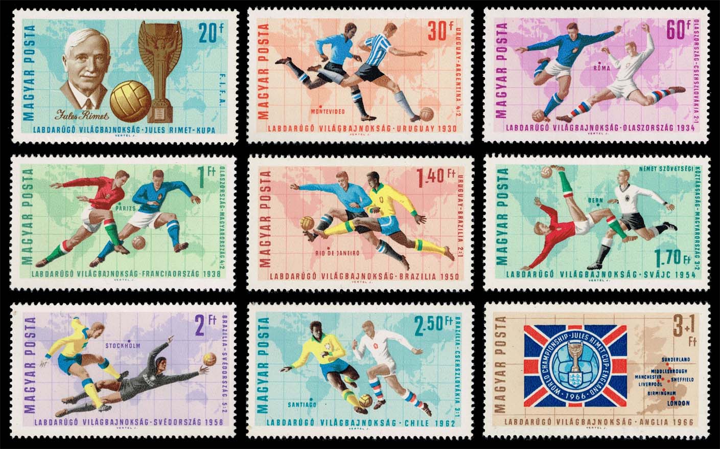 Hungary #1772-1779; B258 1966 FIFA World Cup Set of 9; MNH