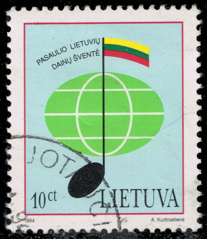 Lithuania #496 Music Note; Flag and Globe; Used