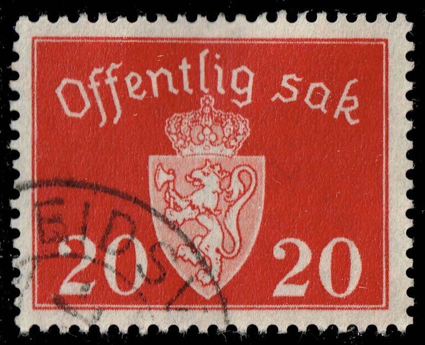 Norway #O37 Coat of Arms; Used