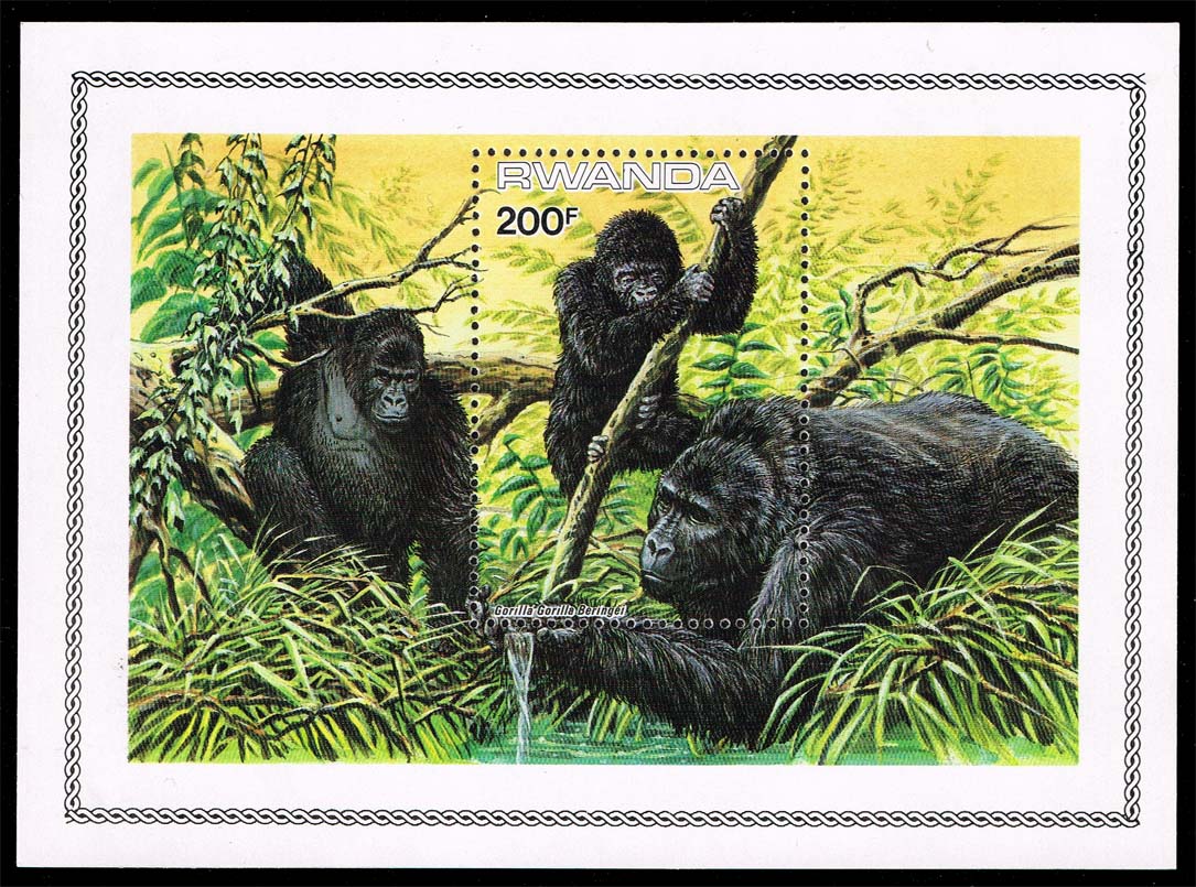 Rwanda #1212 Gorillas Souvenir Sheet; MNH