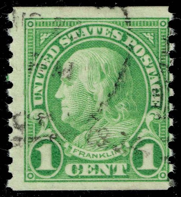 US #597 Benjamin Franklin; Used w/ Light Gripper Marks