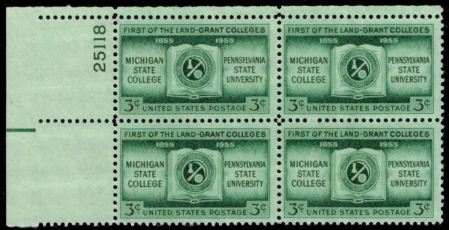 US #1065 Land Grant Colleges P# Block of 4; MNH