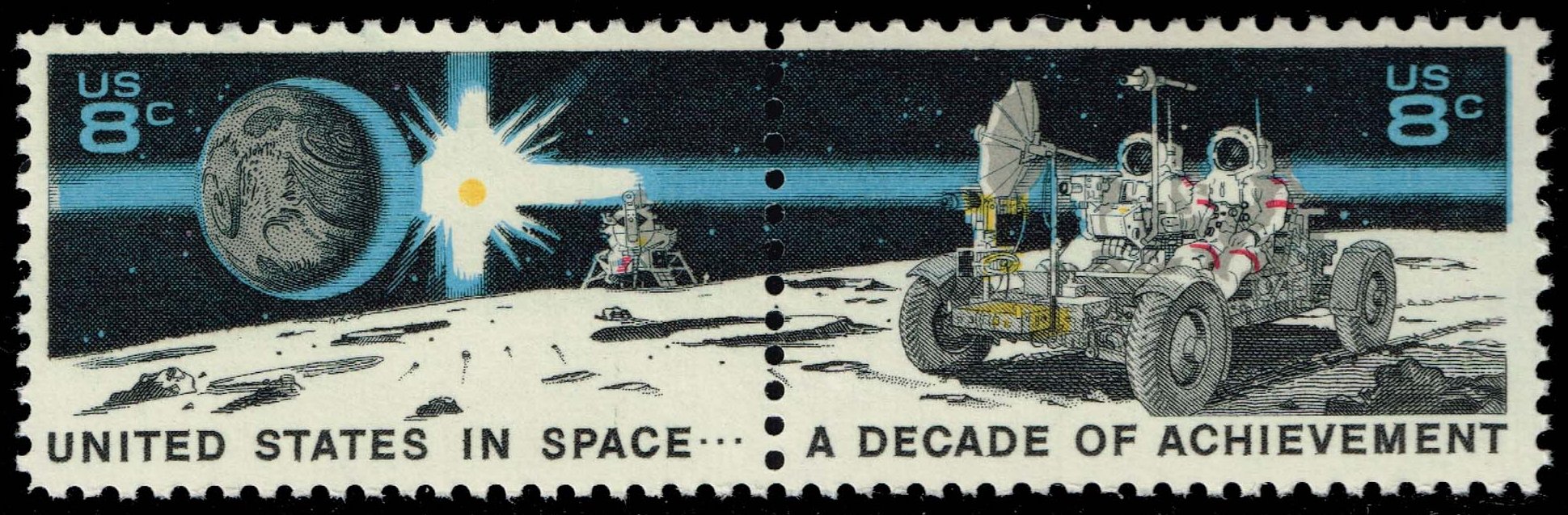 US #1434-1435 (1435b) Space Achievement Decade Pair; MNH