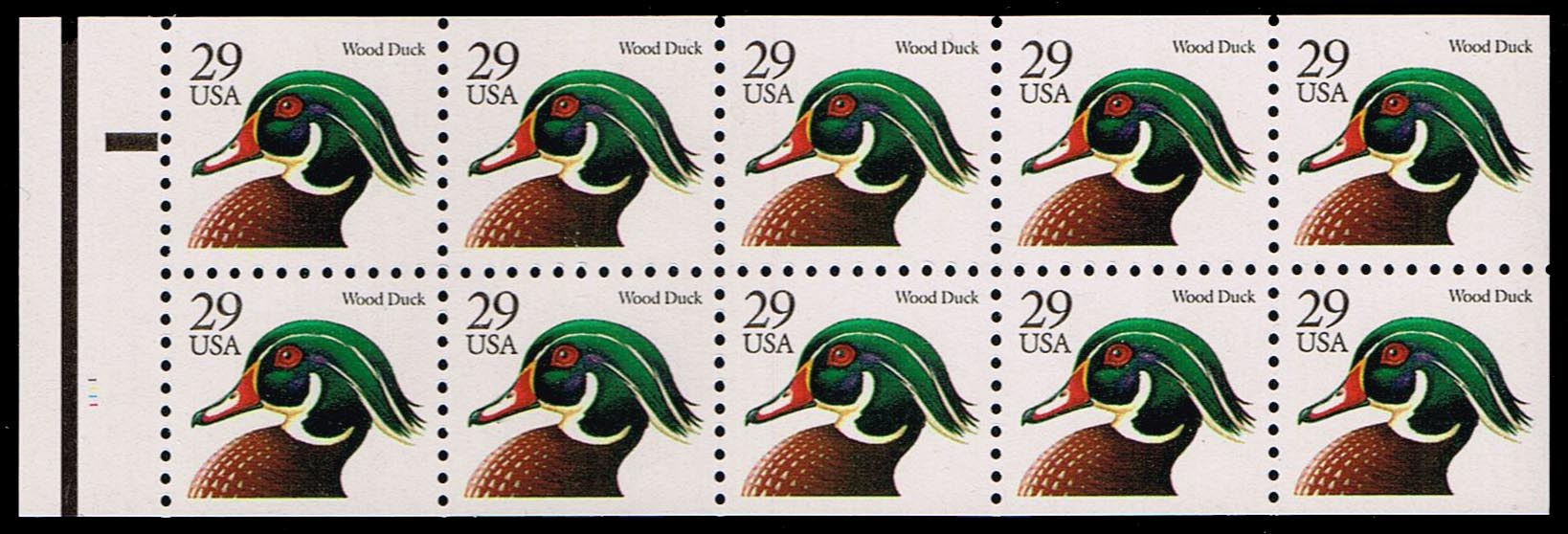 US #2484a Wood Duck Booklet Pane of 10; MNH