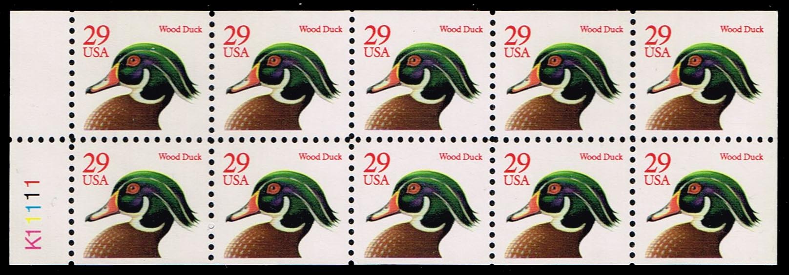 US #2485a Wood Duck Booklet Pane of 10; MNH